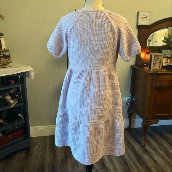 Lilac Short Sleeve Maternity Dress - Picture 3 of 4